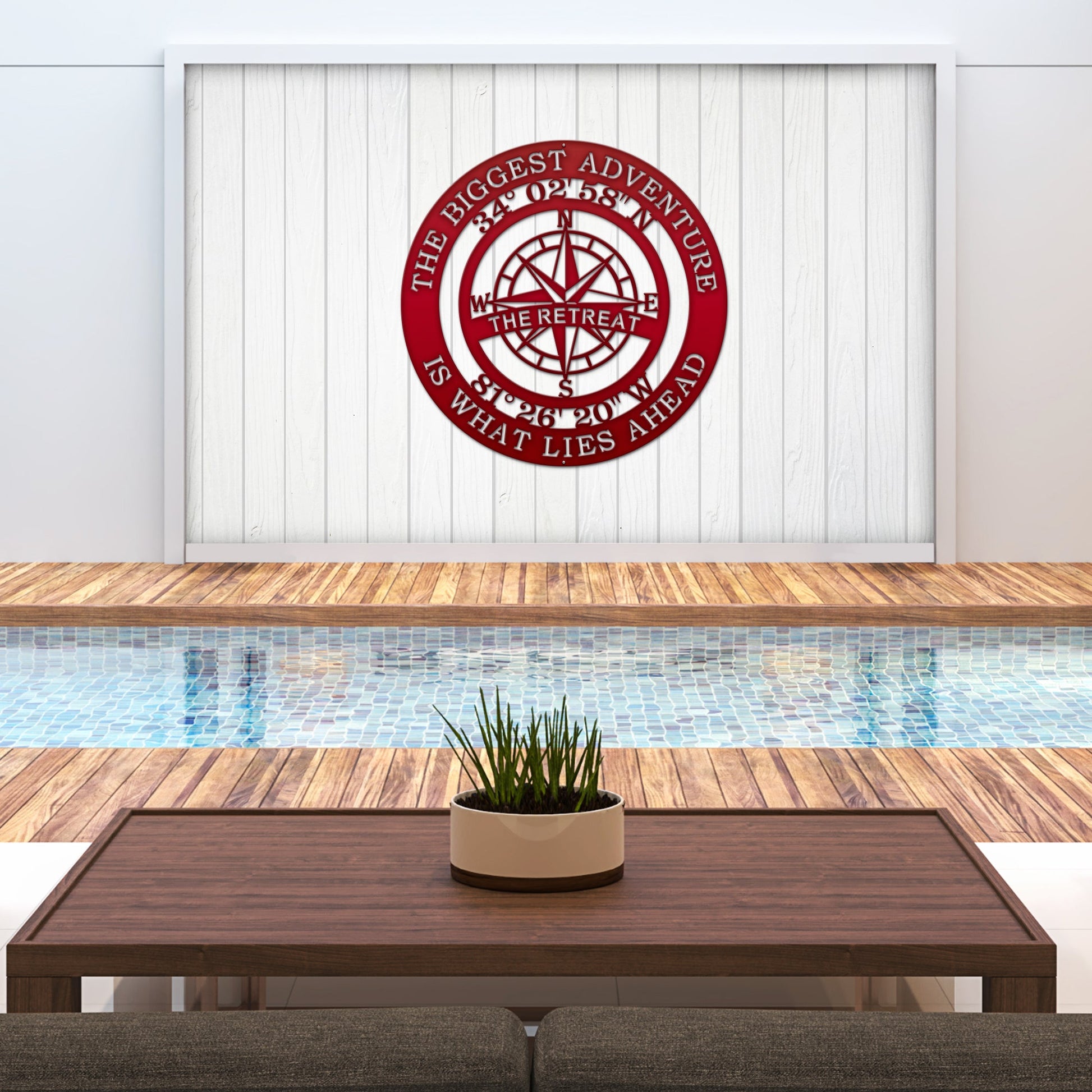 The Biggest Adventure Compass With Personalized GPS Coordinates - Personalized Nautical Wall Art, Family Name & Date - Indoor Outdoor Metal Decor, Housewarming or Wedding Gift for Couples - HouseSensationsArt