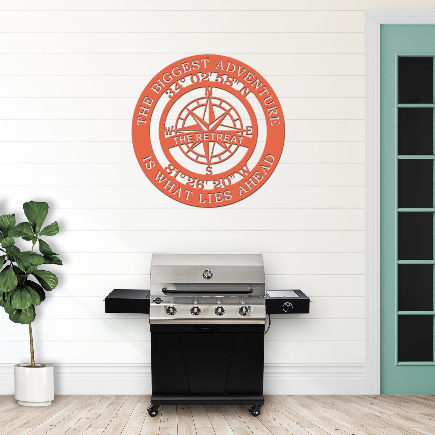The Biggest Adventure Compass With Personalized GPS Coordinates - Personalized Nautical Wall Art, Family Name & Date - Indoor Outdoor Metal Decor, Housewarming or Wedding Gift for Couples - HouseSensationsArt