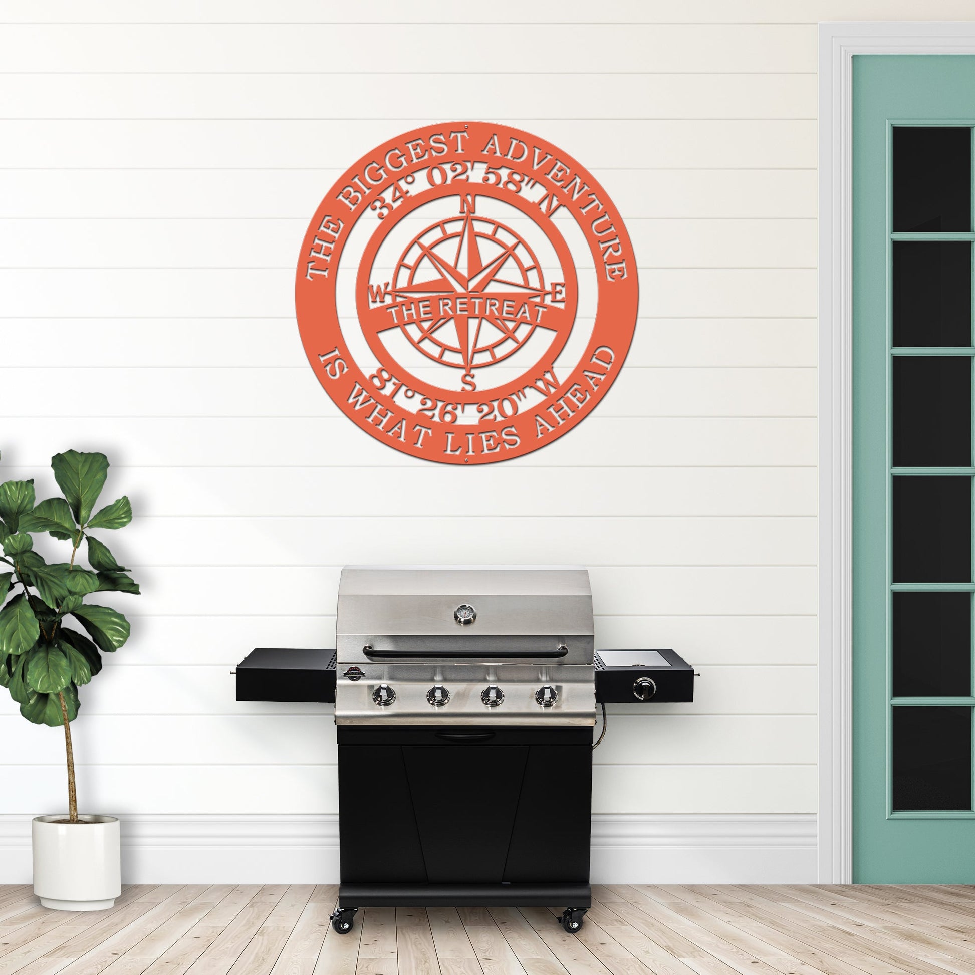 The Biggest Adventure Compass With Personalized GPS Coordinates - Personalized Nautical Wall Art, Family Name & Date - Indoor Outdoor Metal Decor, Housewarming or Wedding Gift for Couples - HouseSensationsArt
