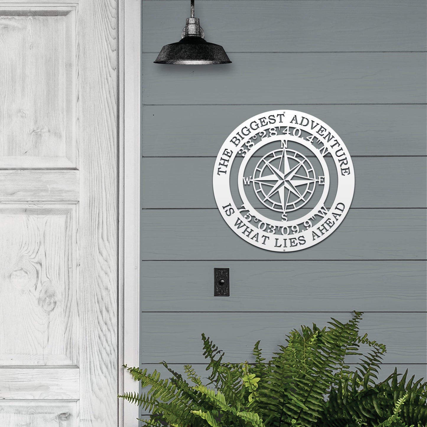 The Biggest Adventure Compass With Personalized GPS Coordinates - Personalized Nautical Wall Art, Family Name & Date - Indoor Outdoor Metal Decor, Housewarming or Wedding Gift for Couples - HouseSensationsArt