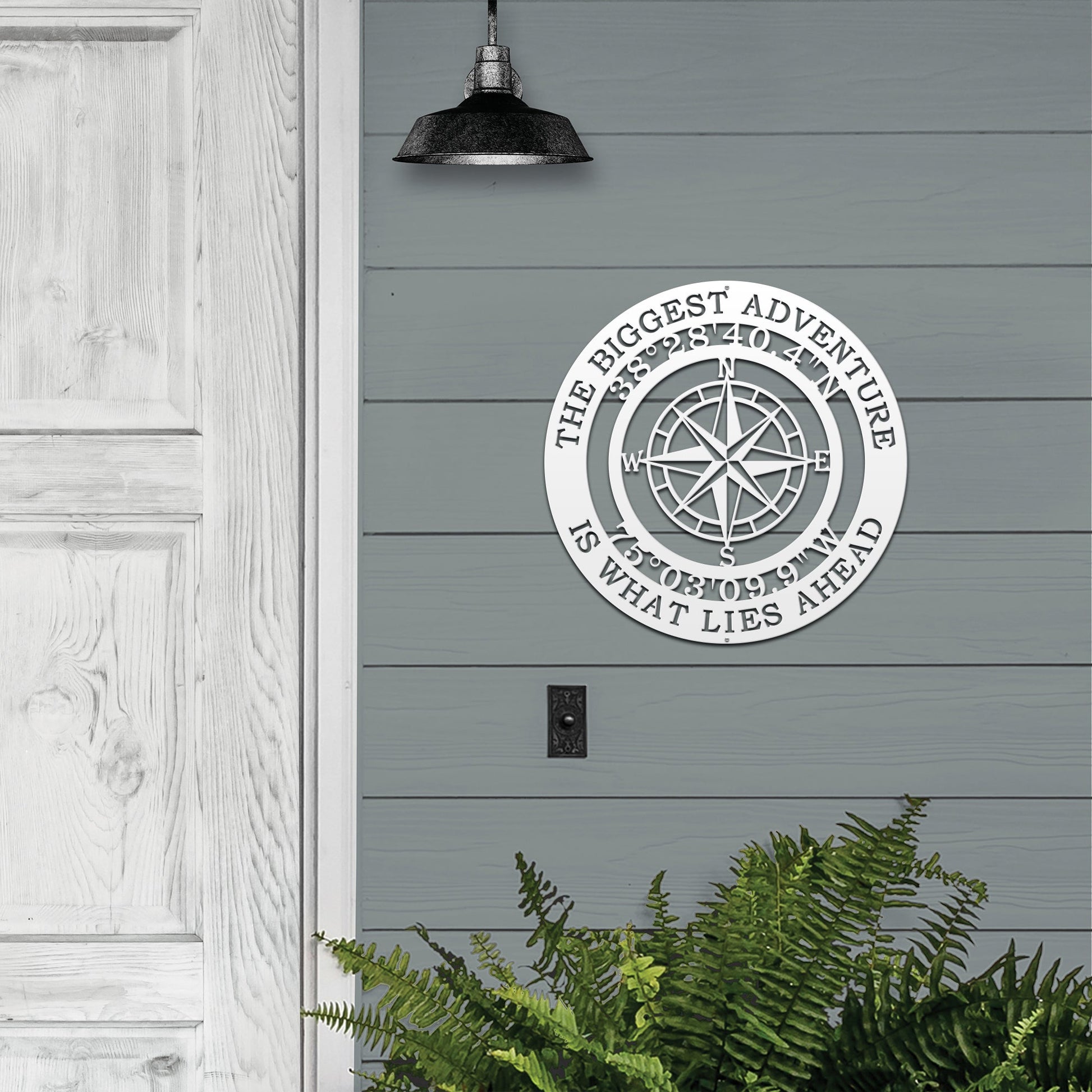 The Biggest Adventure Compass With Personalized GPS Coordinates - Personalized Nautical Wall Art, Family Name & Date - Indoor Outdoor Metal Decor, Housewarming or Wedding Gift for Couples - HouseSensationsArt