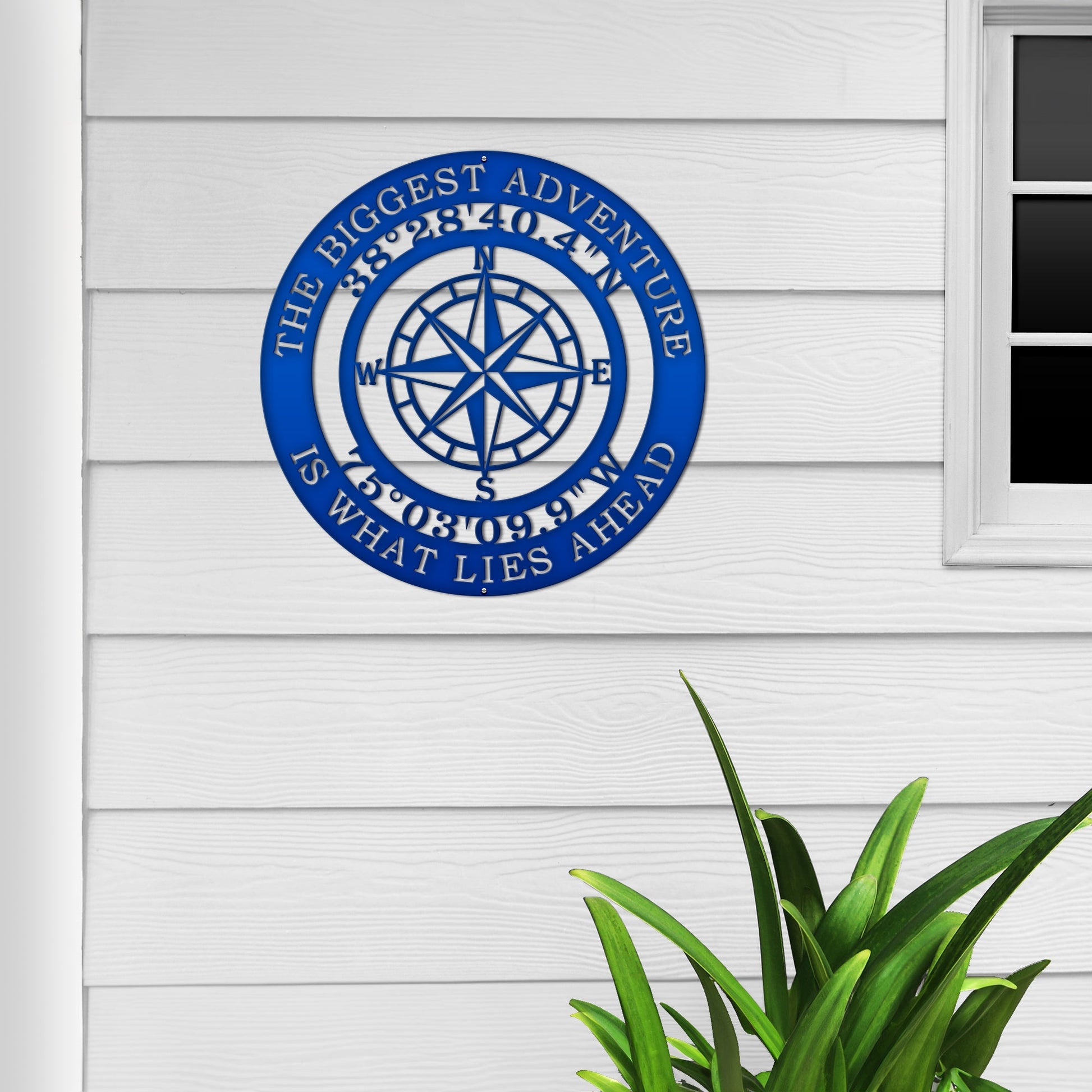 The Biggest Adventure Compass With Personalized GPS Coordinates - Personalized Nautical Wall Art, Family Name & Date - Indoor Outdoor Metal Decor, Housewarming or Wedding Gift for Couples - HouseSensationsArt