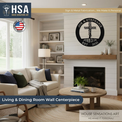 Tree of Life Cross Family Name Signs – Personalized Metal Wall Art - HouseSensationsArt