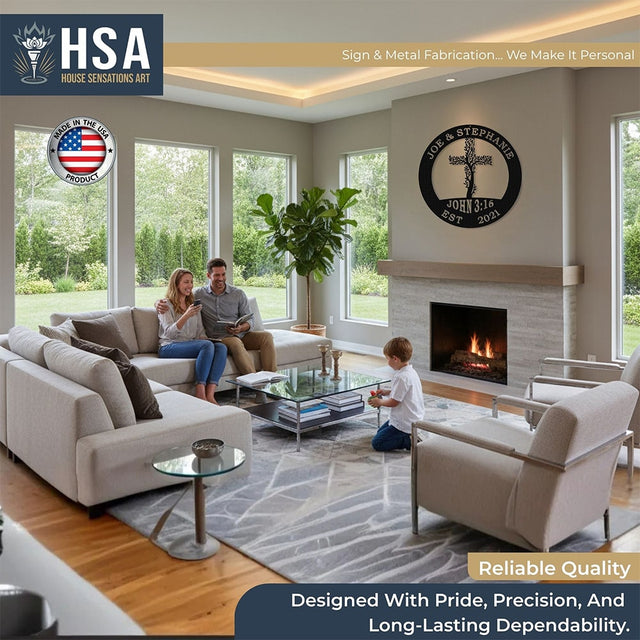 Tree of Life Cross Family Name Signs – Personalized Metal Wall Art - HouseSensationsArt