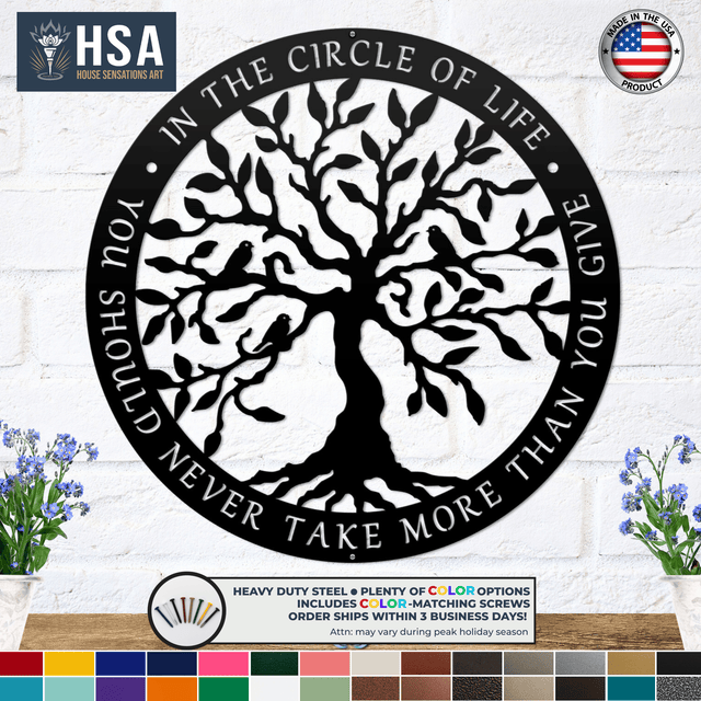 Tree of Life Metal Wall Decor Art, Circle of Life Quote Sign, Custom Metal Wall Tree Decor, Inspirational Wall Hanging - TTS - HouseSensationsArt