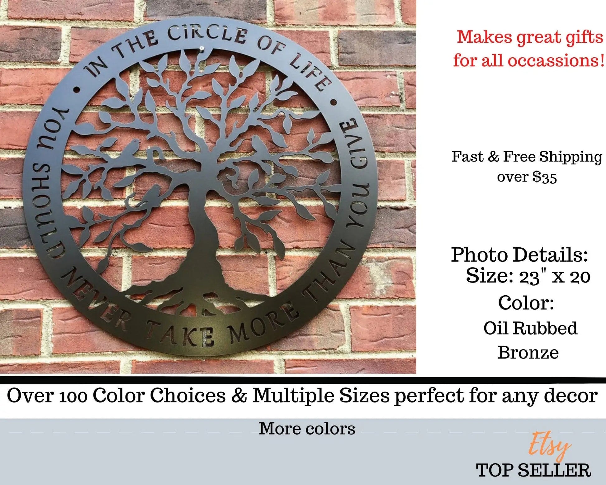 TREE of Life Metal Wall Decor Sign - Personalized Metal Wall Art - Metal Sign for Home, Office, Indoor/Outdoor Wall Décor - Unique Gift Idea - HouseSensationsArt