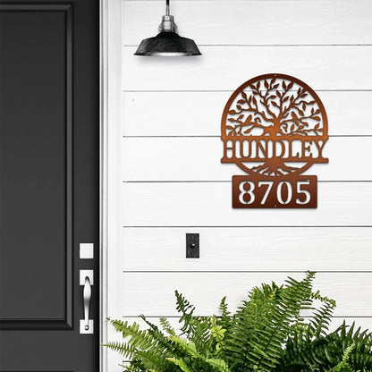 Tree of Life Personalized – Custom Metal Family Name & Address Sign - HouseSensationsArt