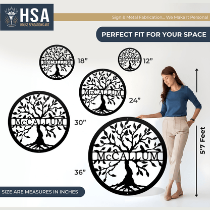 Tree of Life Sign - Personalized Family Name Metal Wall Decor - HouseSensationsArt