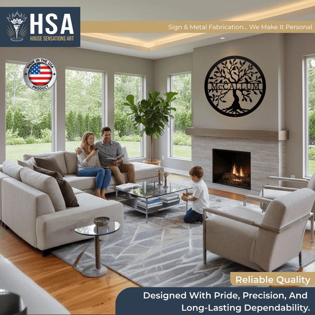 Tree of Life Sign - Personalized Family Name Metal Wall Decor - HouseSensationsArt