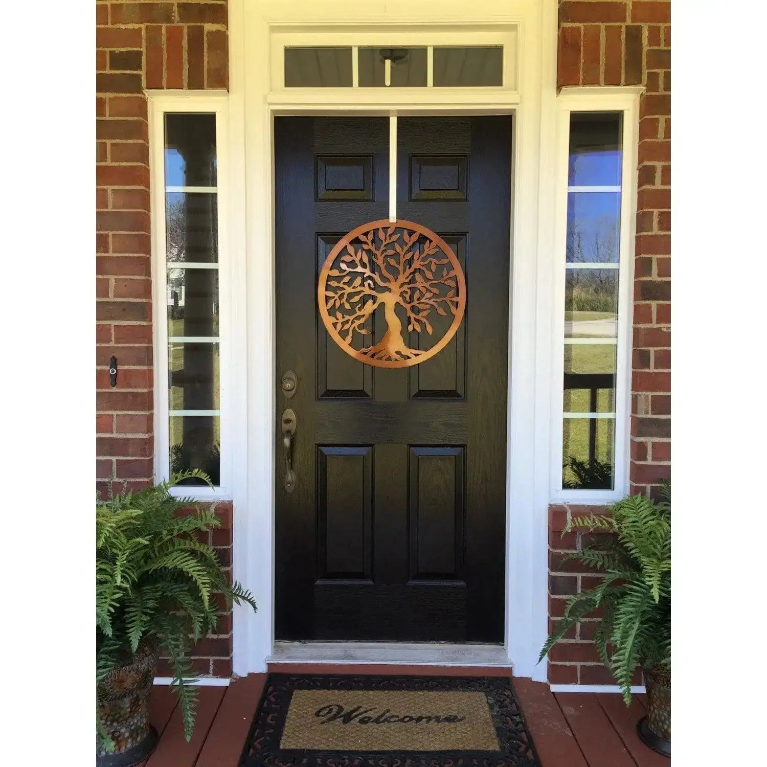 Tree of Life with Birds Front Door Wreath - Customizable Metal Door Decor - Personalized Welcome Sign - Durable, Rust - Resistant, Perfect for Home, Porch, and Garden – Unique Seasonal Gift - HouseSensationsArt