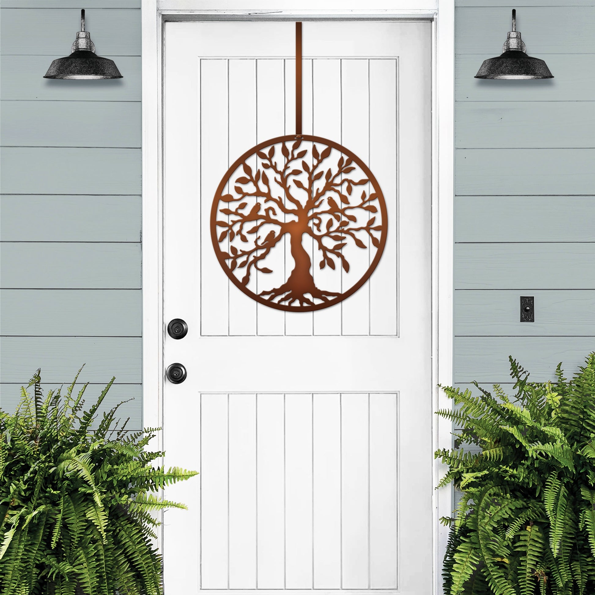 Tree of Life with Birds Front Door Wreath - Customizable Metal Door Decor - Personalized Welcome Sign - Durable, Rust - Resistant, Perfect for Home, Porch, and Garden – Unique Seasonal Gift - HouseSensationsArt