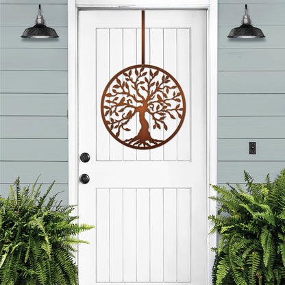 Tree of Life with Birds Front Door Wreath - Customizable Metal Door Decor - Personalized Welcome Sign - Durable, Rust - Resistant, Perfect for Home, Porch, and Garden – Unique Seasonal Gift - HouseSensationsArt