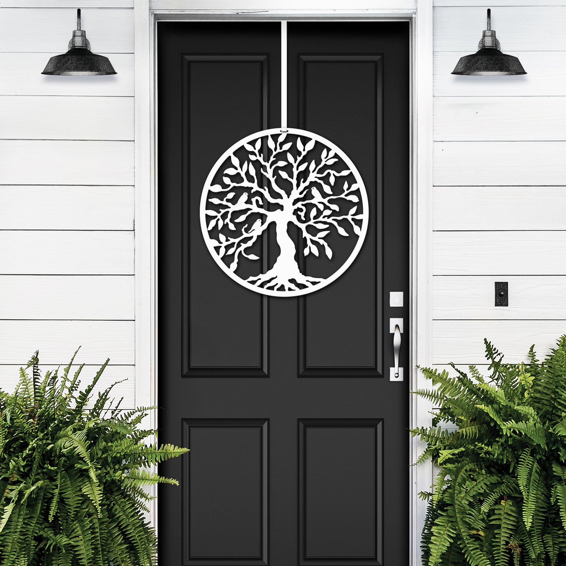 Tree of Life with Birds Front Door Wreath - Customizable Metal Door Decor - Personalized Welcome Sign - Durable, Rust - Resistant, Perfect for Home, Porch, and Garden – Unique Seasonal Gift - HouseSensationsArt