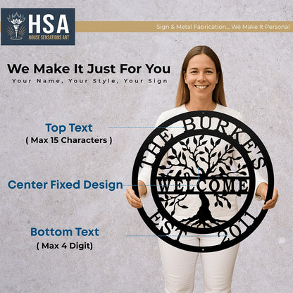 Tree of Life with Family Name, Established Date & Welcome Message - HouseSensationsArt