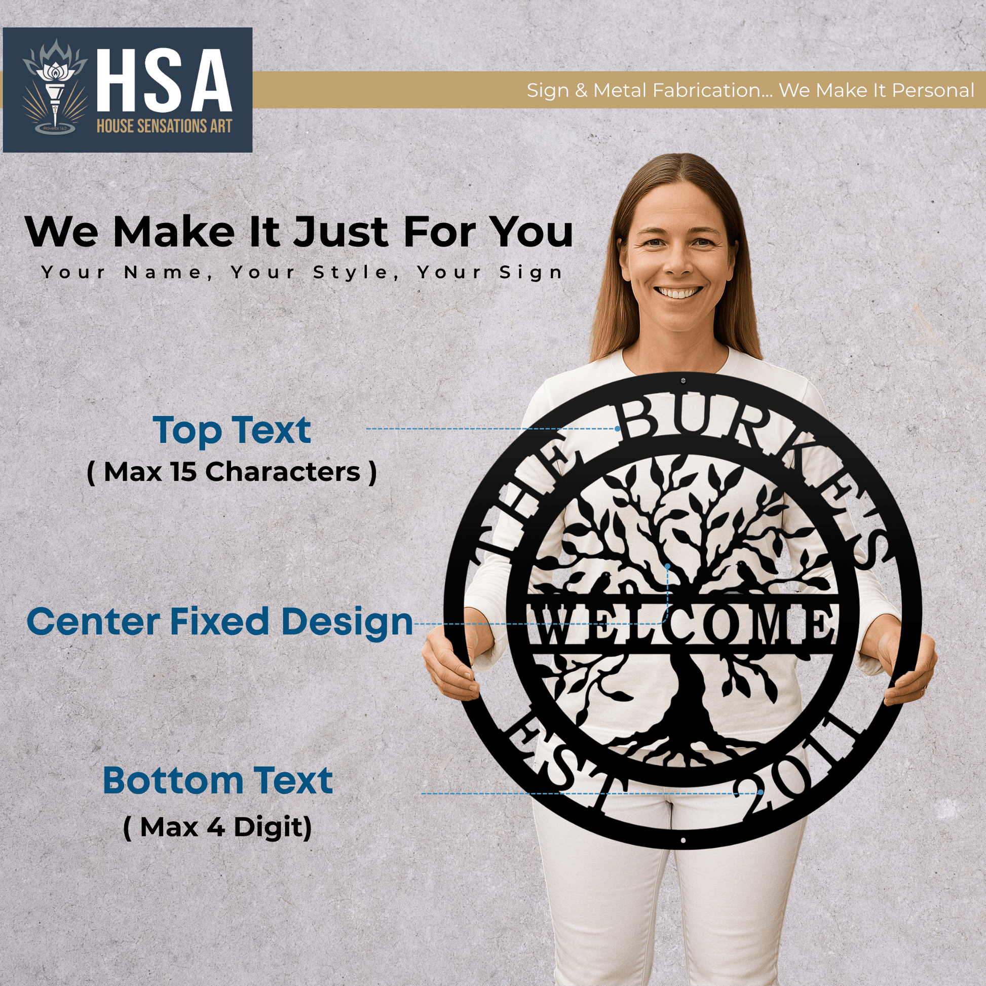 Tree of Life with Family Name, Established Date & Welcome Message - HouseSensationsArt