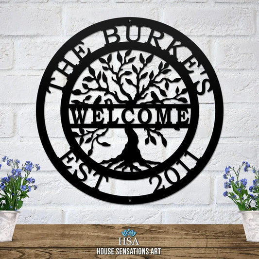 Tree of Life with Family Name, Established Date & Welcome Message - HouseSensationsArt