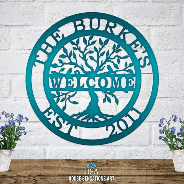 Tree of Life with Family Name, Established Date & Welcome Message - HouseSensationsArt