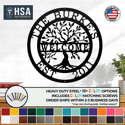 Tree of Life with Family Name, Established Date & Welcome Message - HouseSensationsArt