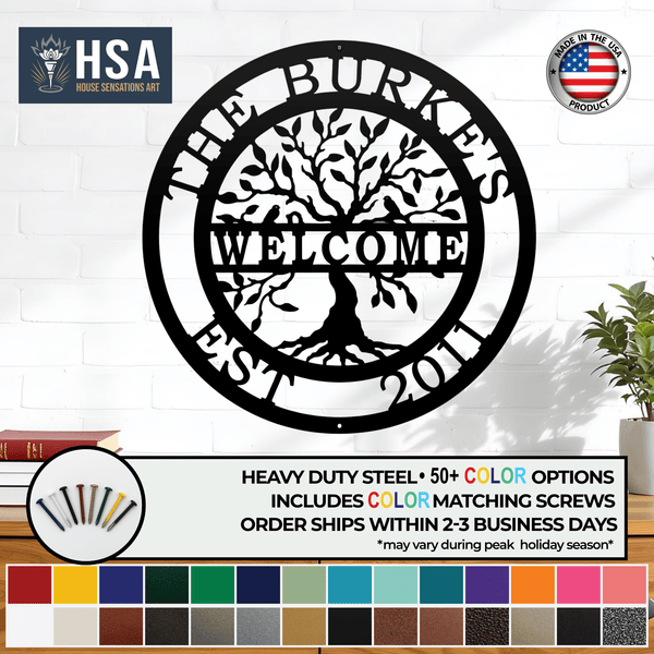 Tree of Life with Family Name, Established Date & Welcome Message