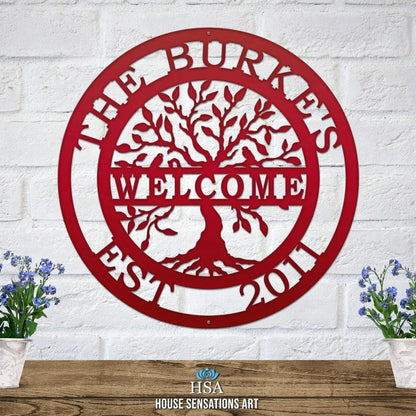 Tree of Life with Family Name, Established Date & Welcome Message - HouseSensationsArt