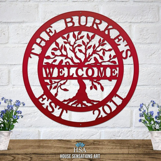 Tree of Life with Family Name, Established Date & Welcome Message - HouseSensationsArt