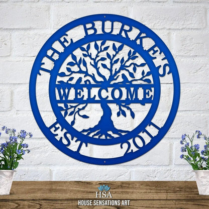 Tree of Life with Family Name, Established Date & Welcome Message - HouseSensationsArt