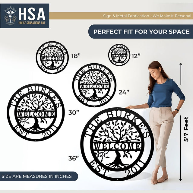 Tree of Life with Family Name, Established Date & Welcome Message - HouseSensationsArt