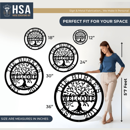 Tree of Life with Family Name, Established Date & Welcome Message - HouseSensationsArt