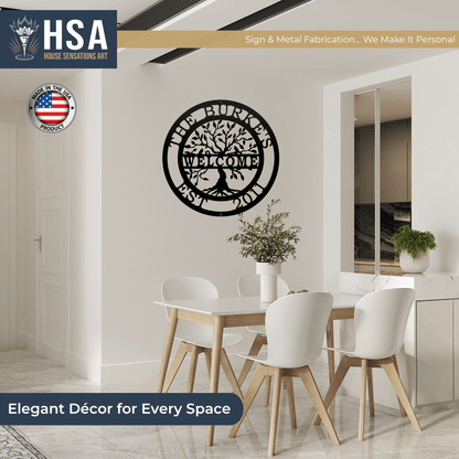 Tree of Life with Family Name, Established Date & Welcome Message - HouseSensationsArt