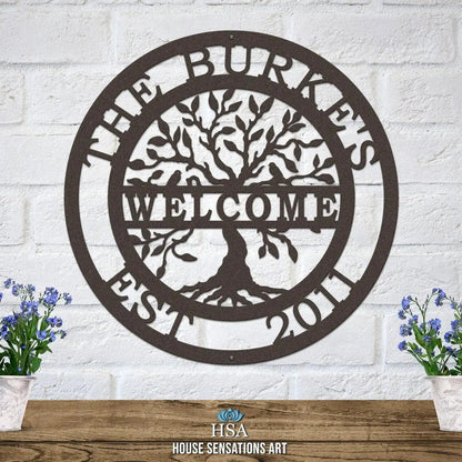 Tree of Life with Family Name, Established Date & Welcome Message - HouseSensationsArt