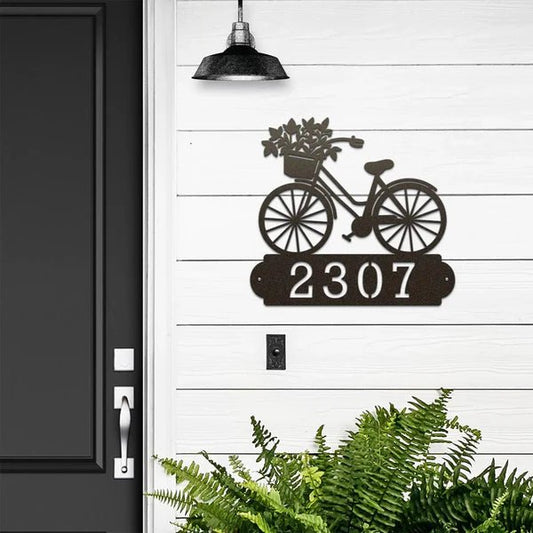 Vintage Bicycle Metal House Number Sign for Personalized Curb Appeal - HouseSensationsArt
