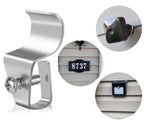 Metallic door handle with close-up details on white background, highlighting design, finish, and hardware quality for doors and custom signage