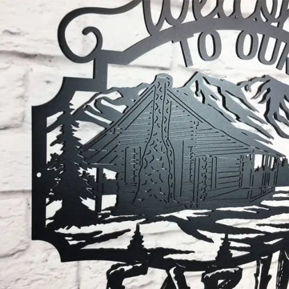 Welcome to Our Cabin Sign – Custom Rustic Metal Wall Decor - HouseSensationsArt