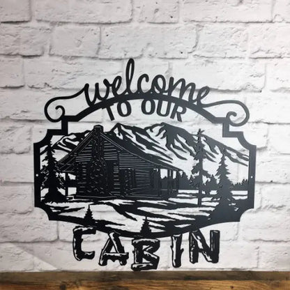 Welcome to Our Cabin Sign – Custom Rustic Metal Wall Decor - HouseSensationsArt