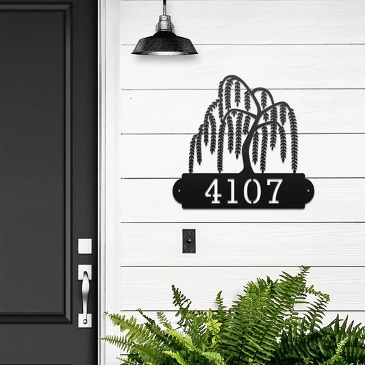 Willows Weep House Address – Custom Metal Outdoor Plaque - HouseSensationsArt
