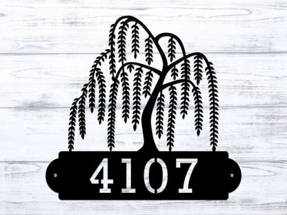 Willows Weep House Address – Custom Metal Outdoor Plaque - HouseSensationsArt