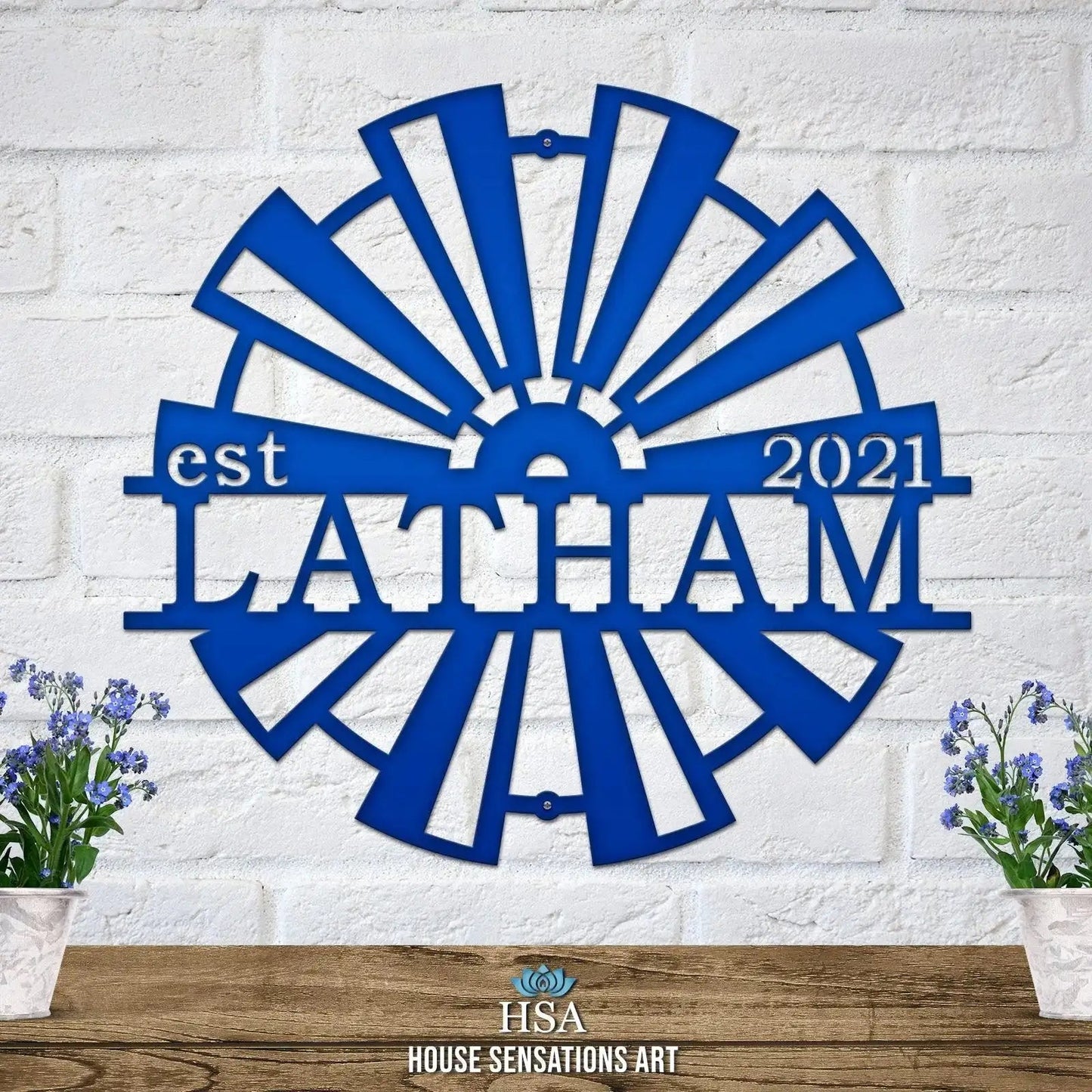 Windmill Metal Name Established Sign - Personalized Family Name Sign - Monogram Metal Wall Art - Custom Last Name Sign Wedding Gift - Home Decor Outdoor Metal Sign - HouseSensationsArt