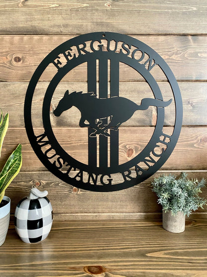 Personalized Mustang Horse Ranch Sign Ranch Sign House Sensations Art   