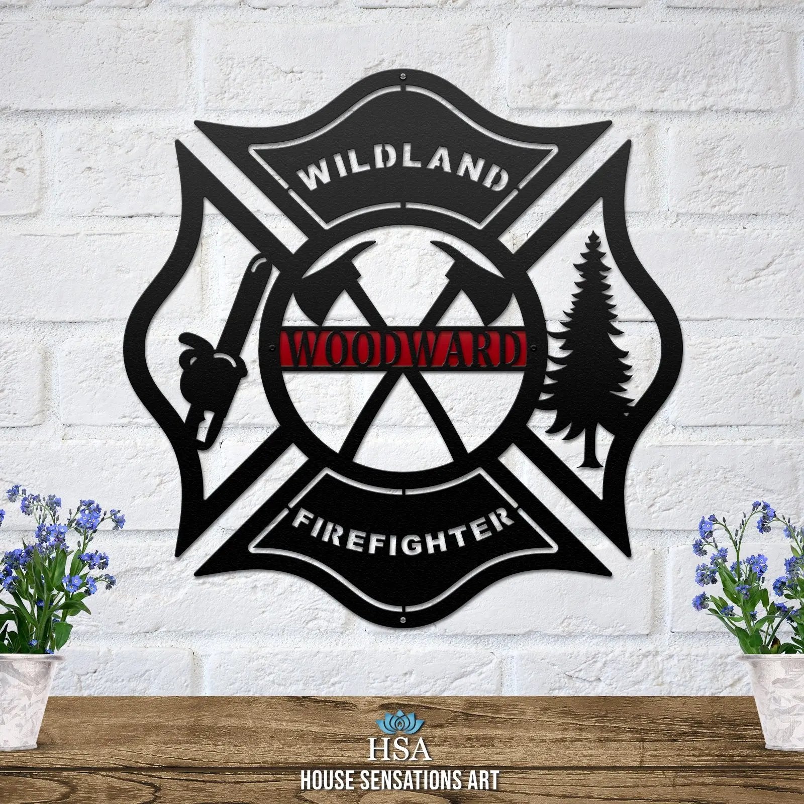 Wildland Firefighter Metal Maltese Sign-Americana Sign-HouseSensationsArt