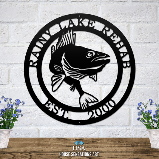 Personalized Walleye Fishing Sign-Nautical Decor-HouseSensationsArt