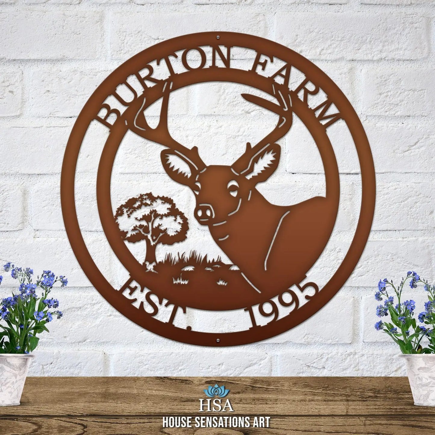 Personalized Deer Sign with Oak Tree