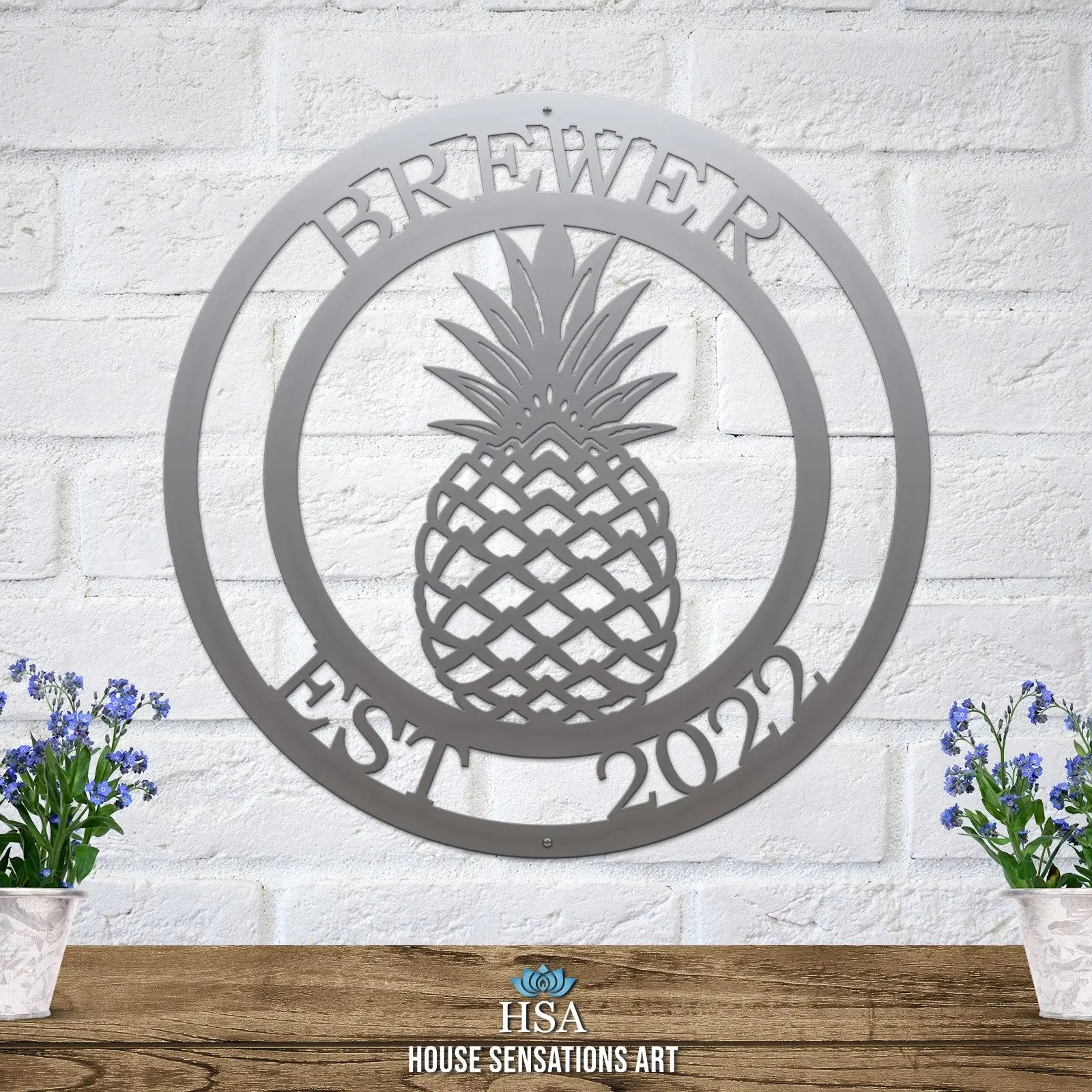 Pineapple - Established Name Sign-Nautical Decor-HouseSensationsArt