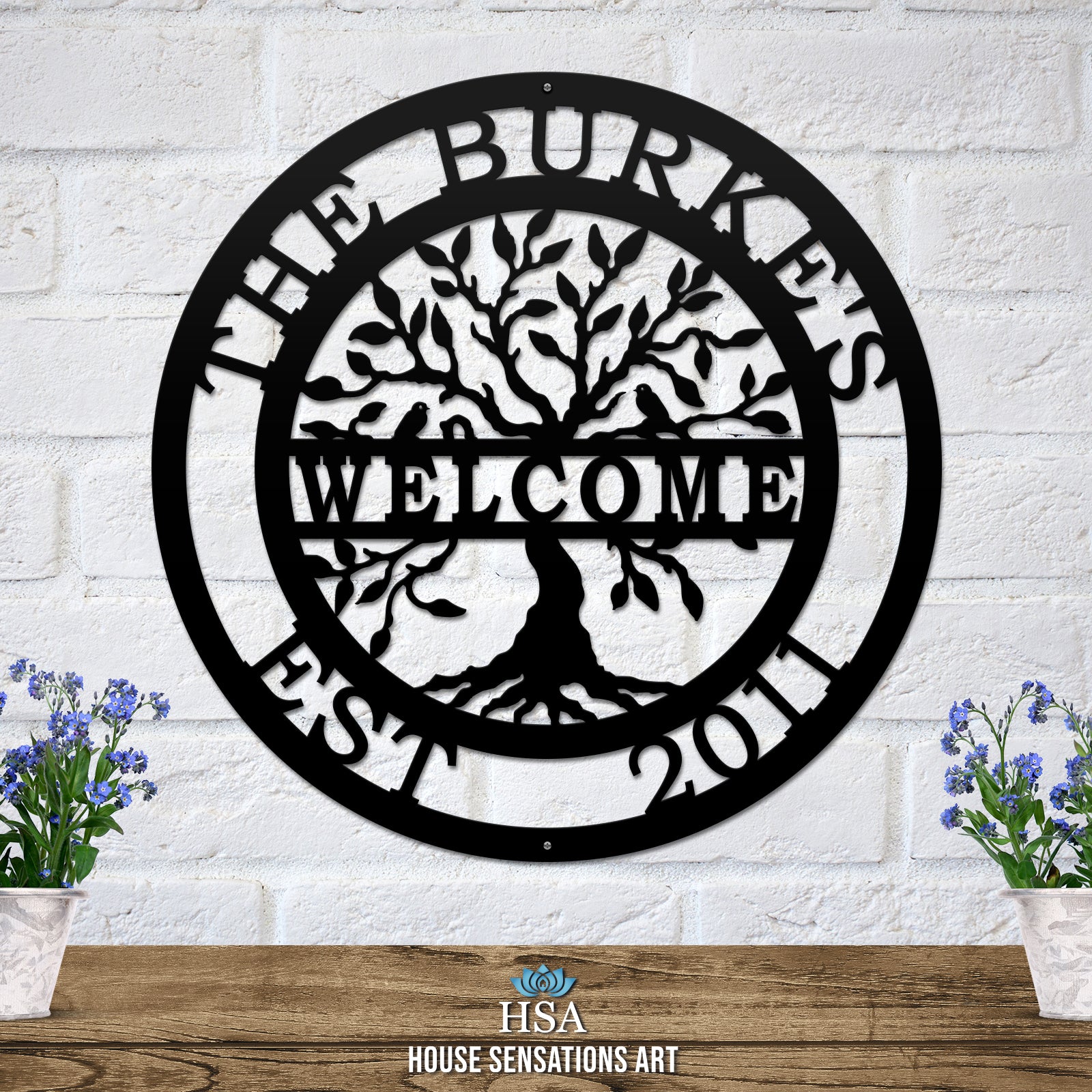 Welcome Tree of life Name Date Sign - HouseSensationsArt