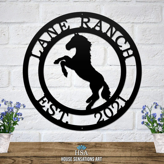 Rearing Horse Ranch Sign-Ranch Sign-HouseSensationsArt