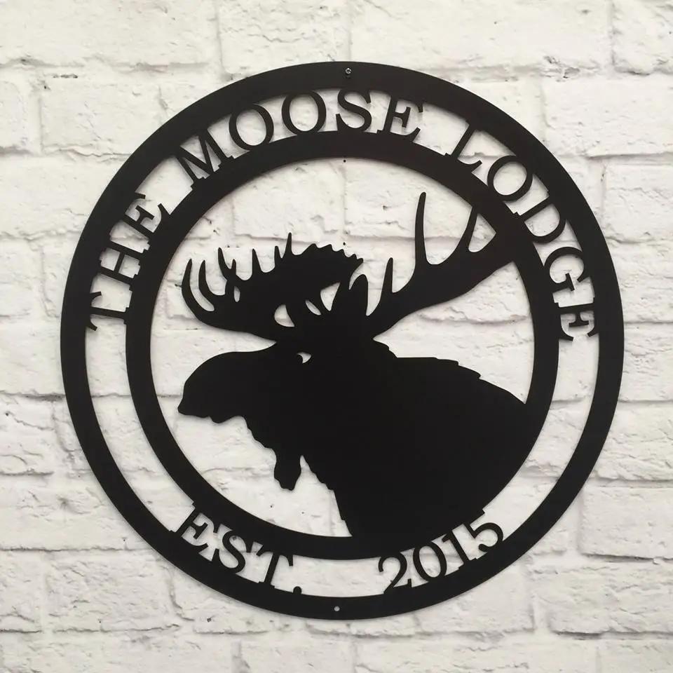 Personalized Moose Hunter Cabin Sign Cabin Sign House Sensations Art   