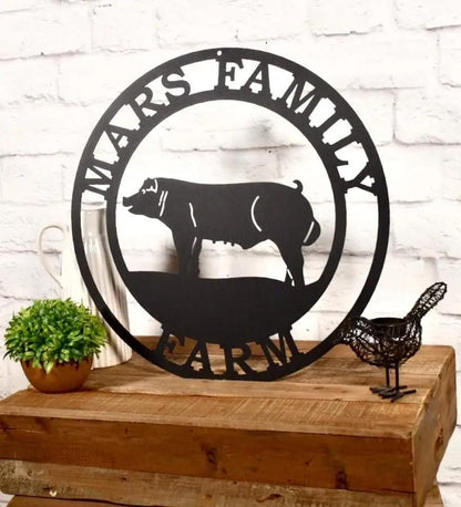 Personalized Pig Farm Metal Sign