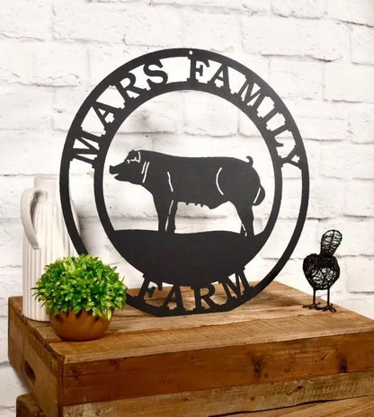 Personalized Pig Farm Metal Sign Ranch Sign House Sensations Art   