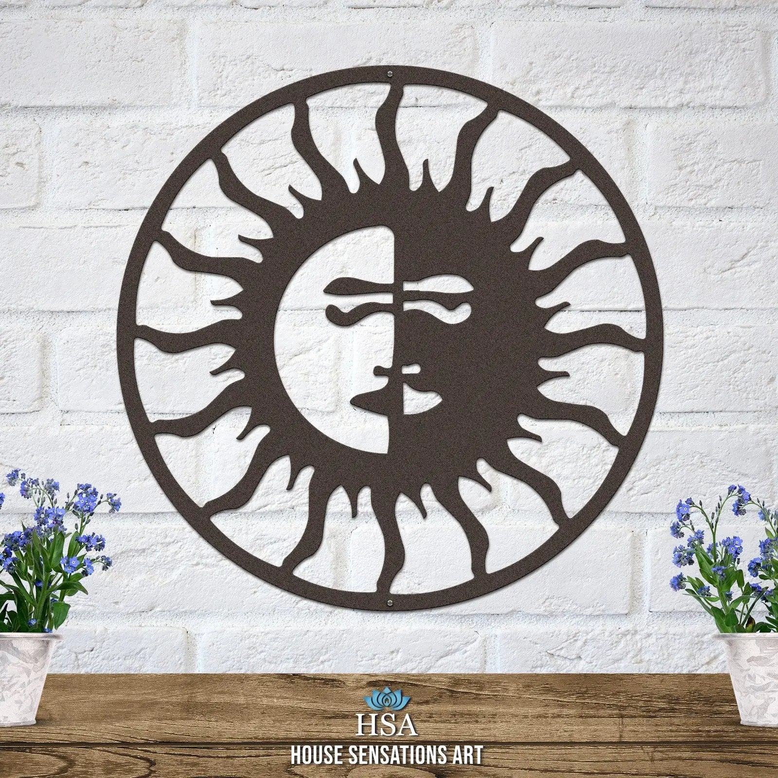 Sun and Moon Outdoor Metal Wall Art – Custom Street Numbers Sign – Weather-Resistant Outdoor Address Signs for Home Decor & Housewarming Gift Nautical Decor House Sensations Art