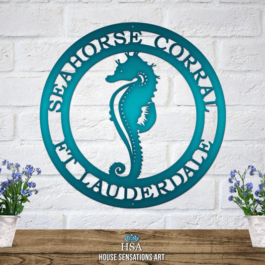 personalized seahorse sign-Nautical Decor-HouseSensationsArt
