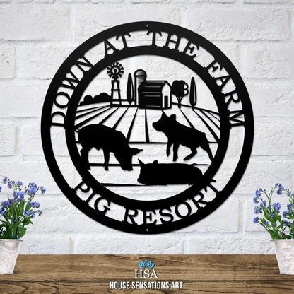 Three Little Pigs Farm sign